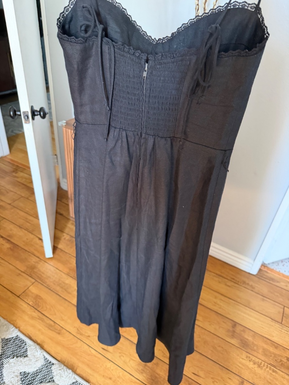 Reformation Kieryn Linen Dress - Black - Size 4 - Picture 6 of 6